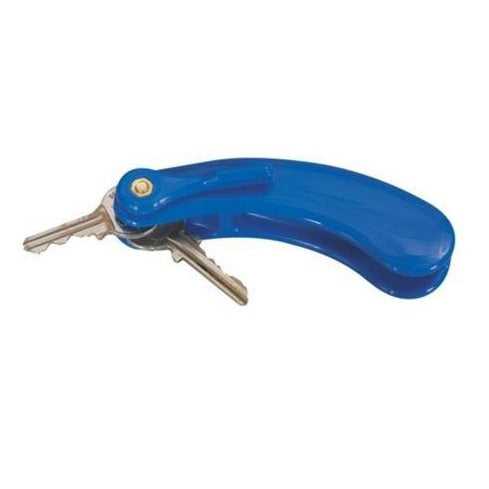 Easy-grip key holder for 2 keys.  This simple product has a curved built-up handle providing an easy grip and good leverage for turning. It has a locking lever attached to the brass fittings, to enable both keys to be positioned separately, or locked back into the body of the handle.  Perfect for people with weak grip, limited dexterity or tremors/spasms.